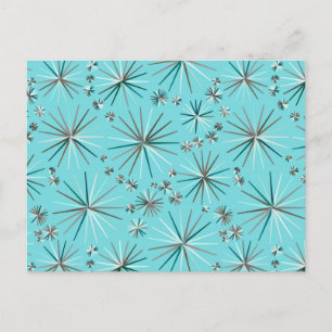 Mid Century Sputnik pattern, Robin's Egg Blue Postcard