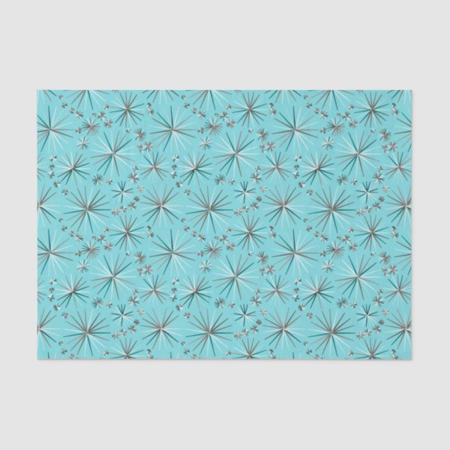 Mid Century Sputnik pattern, Robin's Egg Blue Tissue Paper (Front)