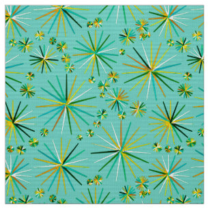 Mid Century Sputnik pattern, sea foam green Fabric