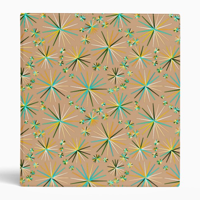 Mid Century Sputnik pattern, Taupe Tan Binder (Front)