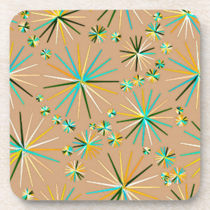 Mid Century Sputnik pattern, Taupe Tan Coaster