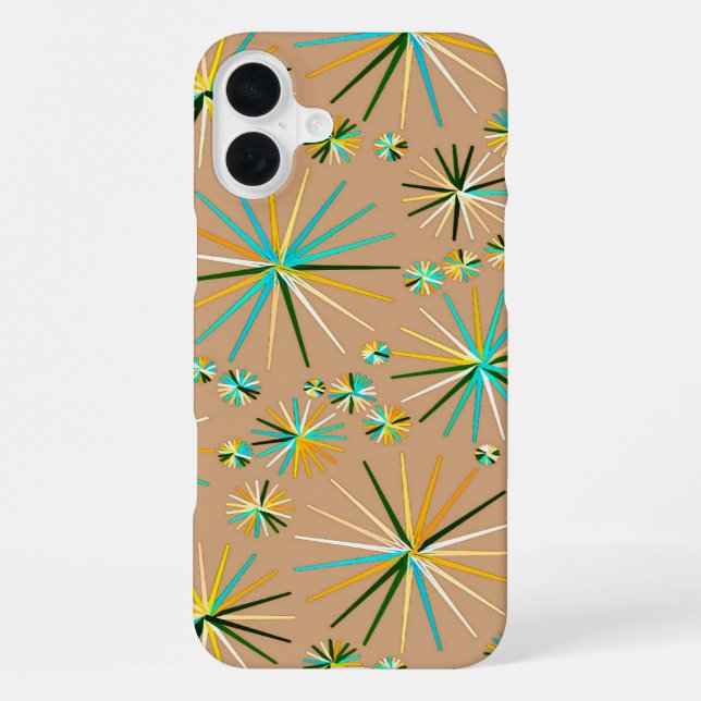Mid Century Sputnik pattern, Taupe Tan iPhone Case (Back)