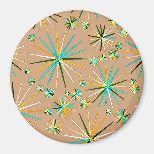 Mid Century Sputnik pattern, Taupe Tan Magnet