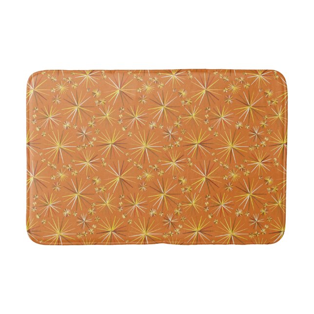 Mid Century Sputnik pattern, Terracotta Bath Mat (Front)