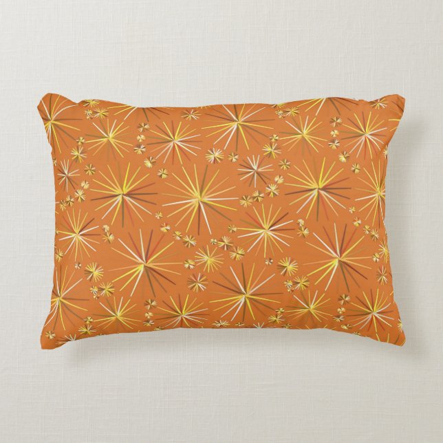 Mid Century Sputnik pattern, Terracotta Decorative Pillow (Front)