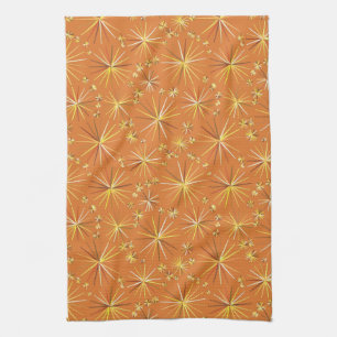 Mid Century Sputnik pattern, Terracotta Kitchen Towel