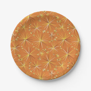 Mid Century Sputnik pattern, Terracotta Paper Plate