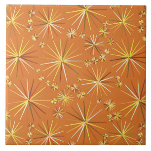 Mid Century Sputnik pattern, Terracotta Tile