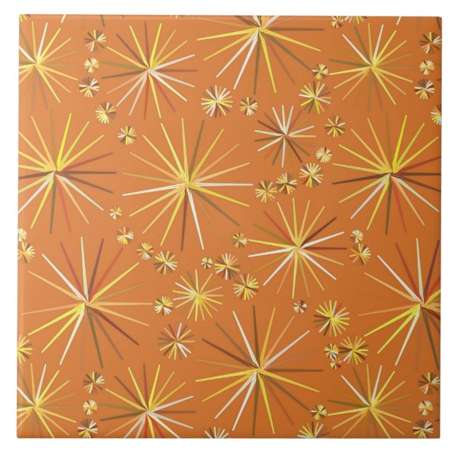 Mid Century Sputnik pattern, Terracotta Tile (Front)
