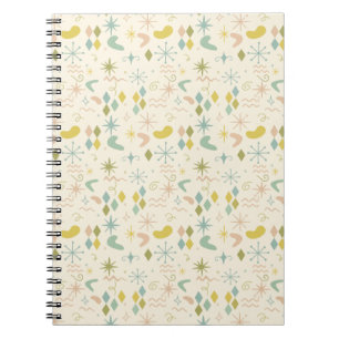 Mid Century Starburst and Boomerang Pattern Notebook