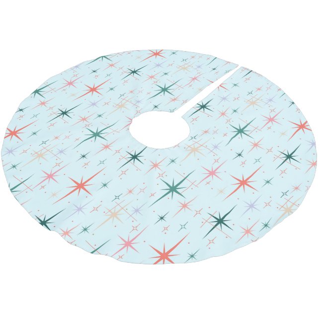 Mid-Century Starburst Christmas Tree Skirt - Blue (Angled)