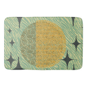 Mid Century Starburst Geometric Design Bath Mat