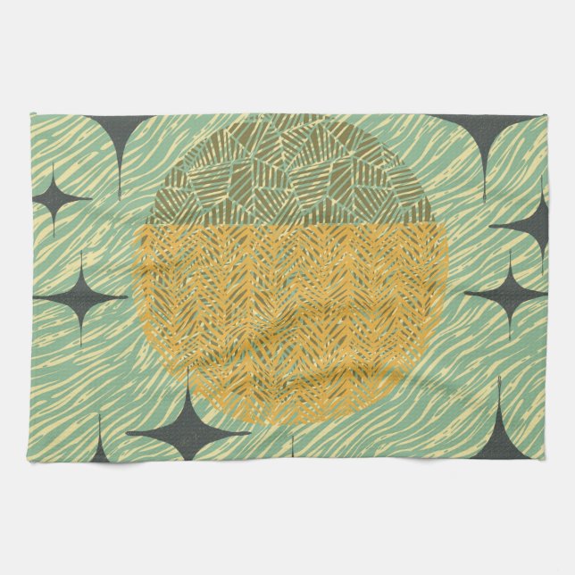 Mid Century Starburst Geometric Design. Kitchen Towel (Horizontal)