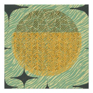 Mid Century Starburst Geometric Design Poster