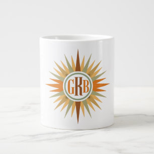 Mid-Century Starburst Monogram Personalized Retro  Large Coffee Mug