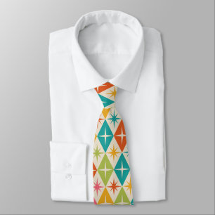 Mid Century Starbursts on Colorful Retro Diamonds Tie