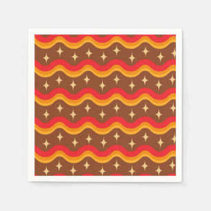 Mid Century Starbursts on Groovy funky waves Napkin