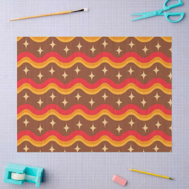 Mid Century Starbursts on Groovy funky waves  Tissue Paper (Craft)