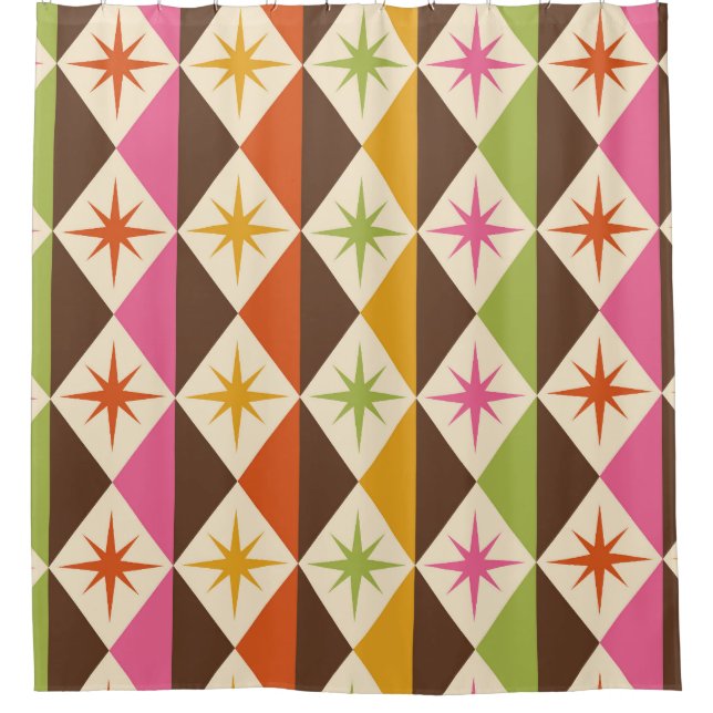 Mid Century Starbursts on Harlequin Diamonds  (Front)
