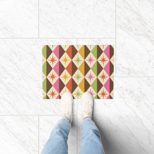Mid Century Starbursts on Harlequin Diamonds  Doormat
