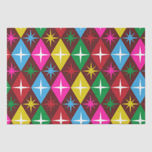 Mid Century Starbursts on  Harlequin Diamonds Tissue Paper