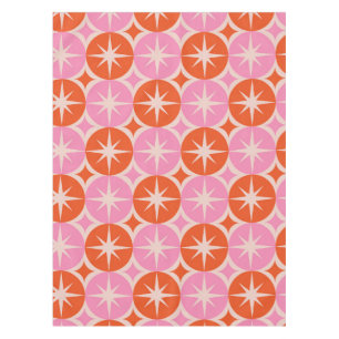 Mid Century Starbursts on Pink and Orange Circles  Tablecloth
