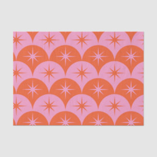 Mid Century Starbursts on Pink and Orange Scallops Tissue Paper