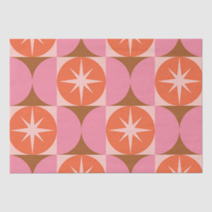 Mid Century Starbursts on Pink Orange Circles Tissue Paper