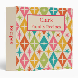 Mid Century Starbursts on Retro Diamonds Recipes Binder