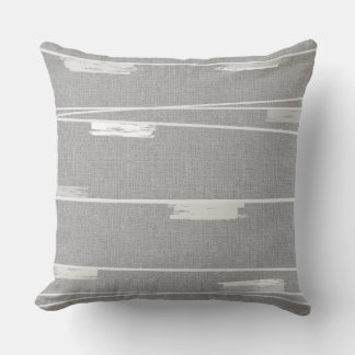 Mid-Century Stripe Grey Combo Throw Pillow
