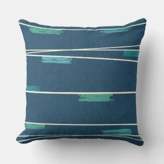 Mid-Century Stripe Navy Combo Throw Pillow
