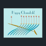 Mid-Century Style Chanukah Menorah Postcard<br><div class="desc">Need to be frugal? Send a Chanukah postcard instead of a card. Make someone's day with a hand written note on the back. People love getting real mail when it's from you! This digital art menorah shows the sweeping lines of the Mid-Century Danish art movement.</div>