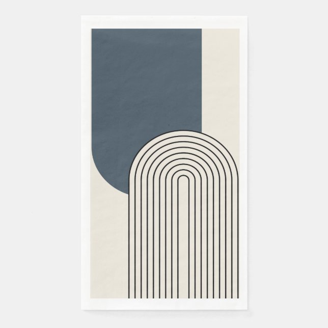 Mid Century style line art with dark blue arch Napkin (Front)