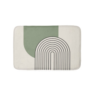 Mid Century style line art with green arch Bath Mat