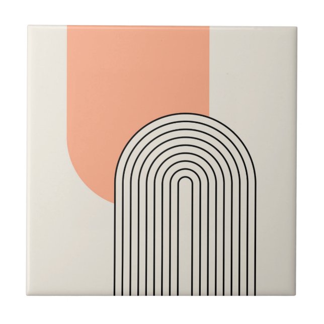 Mid Century style line art with pink arch Tile (Front)