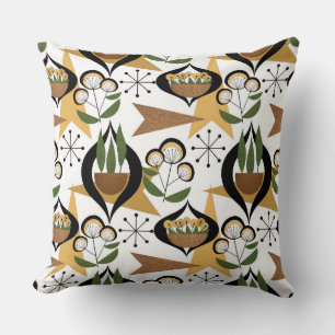 Mid-Century Style Plants Fifties Style Throw Pillow