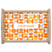 Mid Century Sunny Tiles Personalized Serving Tray
