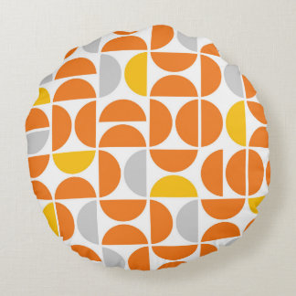 Mid Century Sunny Tiles Round Pillow