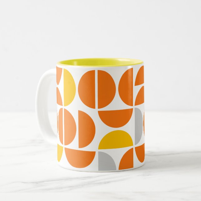 Mid Century Sunny Tiles Two-Tone Coffee Mug (Front Left)
