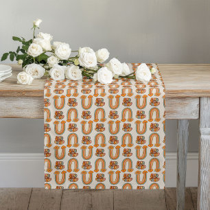 Mid-Century Table Runner Copper & Pink Swirls