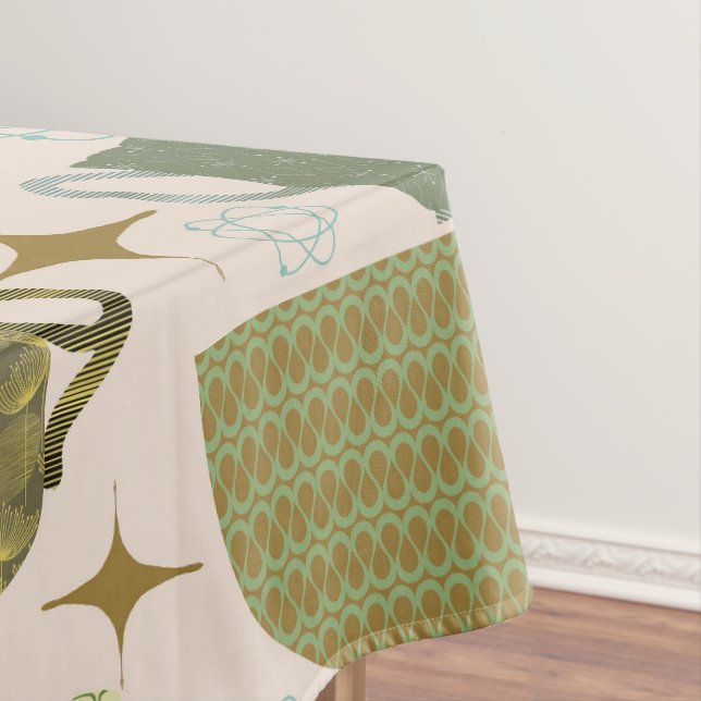 Mid Century Teacup Pattern Tablecloth (In Situ)
