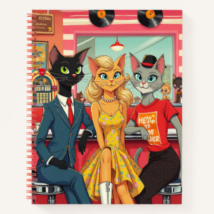 Mid Century Teenage Cats in a Diner Journal 