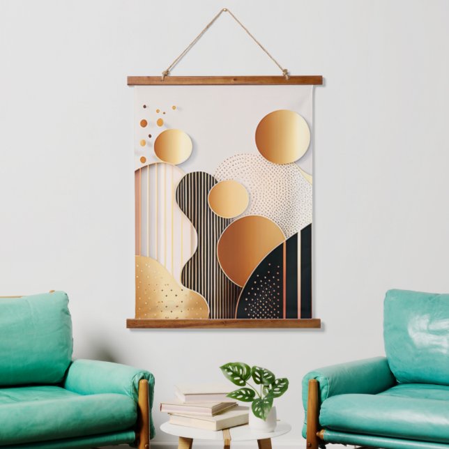 Mid Century Terracotta Brown and Beige  Hanging Tapestry (Living Room)