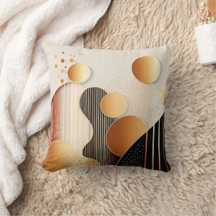 Mid Century Terracotta Brown and Beige  Throw Pillow