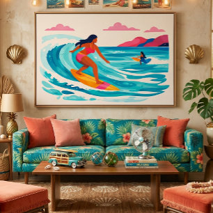 Mid century tropical beachy art canvas print