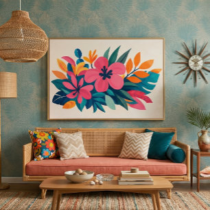 Mid century tropical beachy art canvas print