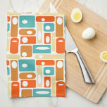 Mid-century Turquoise Orange Rectangles Pattern Kitchen Towel<br><div class="desc">Add a pop of colour to your kitchen with this fabulous retro kitchen towel. It features a squares and rectangles pattern in the bright and bold colours of turquoise blue,  orange,  and cream.</div>