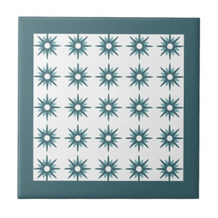 Mid-Century Turquoise Starburst Pattern Tile