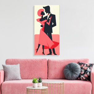 Mid Century Valentine Dancing Couple Canvas Print