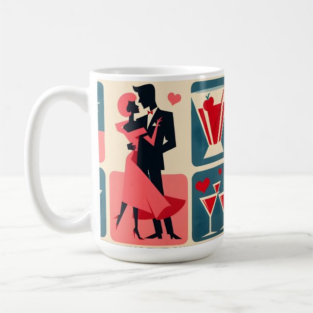Mid Century Valentine Dancing Couple Coffee Mug (Left)